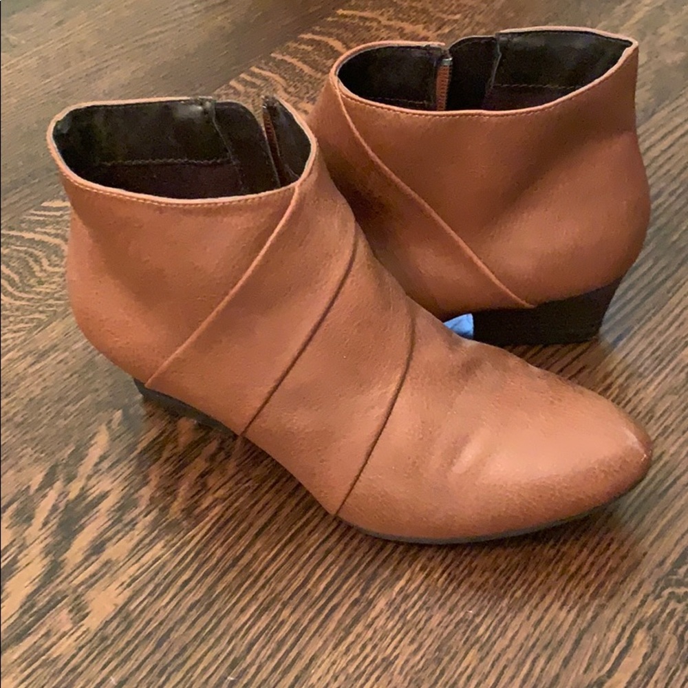Brown leather booties